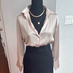 Zara Gold Fitted Long Sleeve Button Down